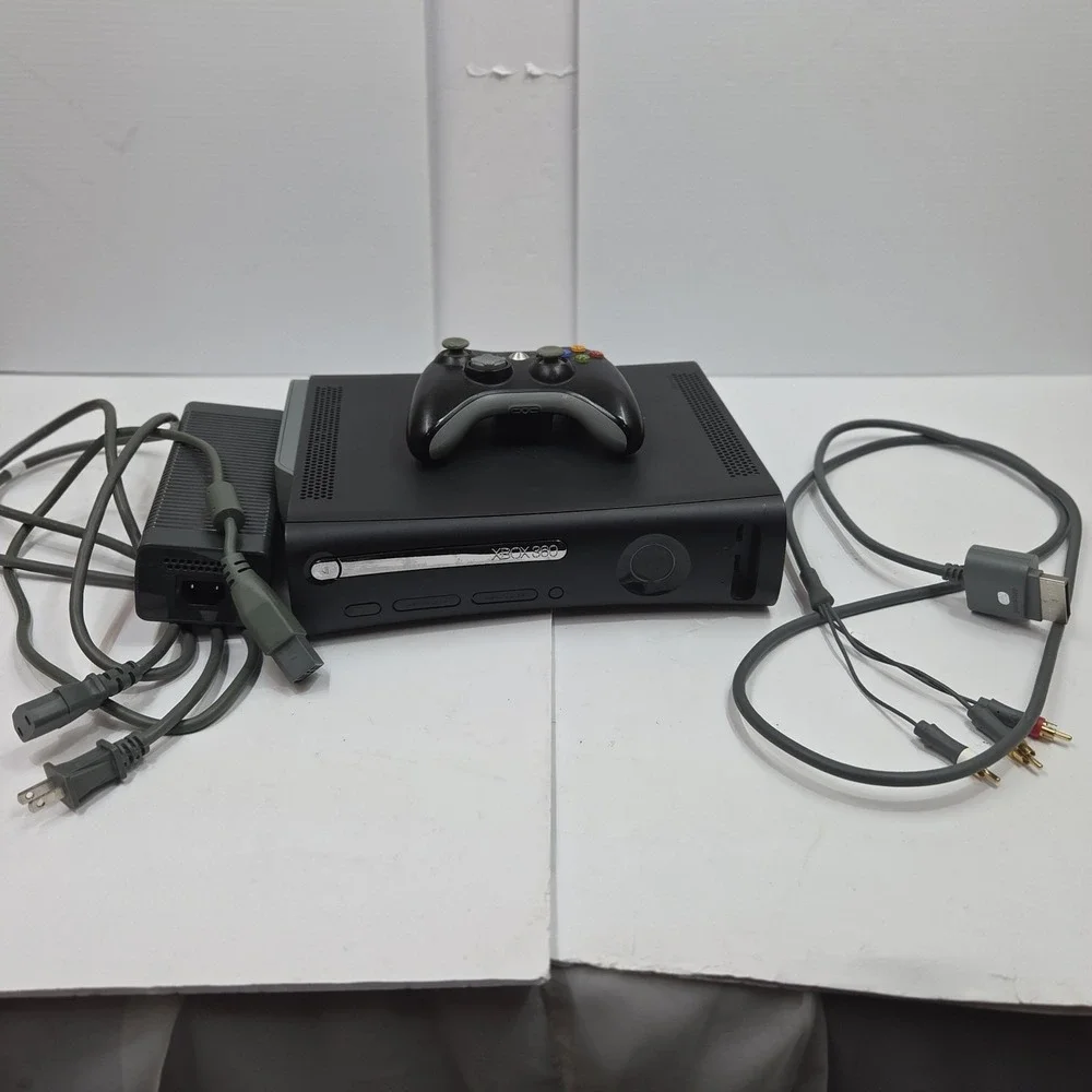Original Microsoft Xbox 360 Elite Black Console Controller 60GB HDD Cables OEM